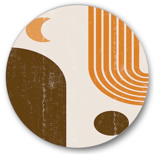 Designart - Abstract Geometric Rainbow In Earth Tones - Modern Metal Circle Wall Art